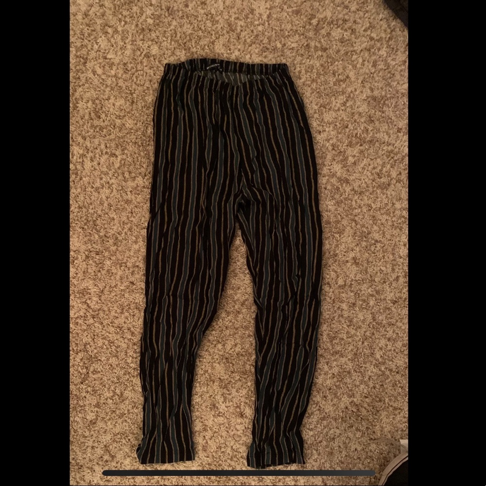Brandy Melville black, yellow and green striped pants